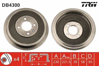 Bremžu trumulis TRW DB4300 1
