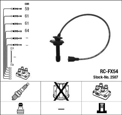 Augstsprieguma vadu komplekts NGK 2507 1