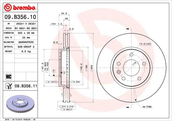 Bremžu diski BREMBO 09.B356.11 1