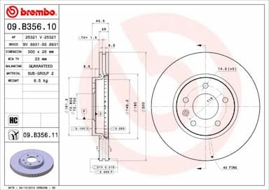 Bremžu diski BREMBO 09.B356.11 1