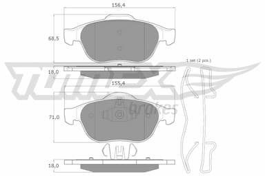 Bremžu uzliku kompl., Disku bremzes TOMEX Brakes TX 13-50 1