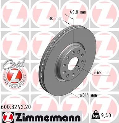 Bremžu diski ZIMMERMANN 600.3242.20 1