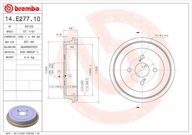 Bremžu trumulis BREMBO 14.E277.10 1