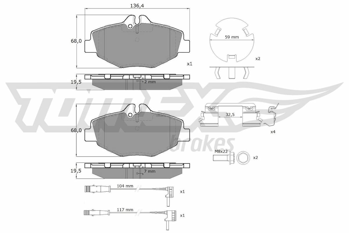 Bremžu uzliku kompl., Disku bremzes TOMEX Brakes TX 14-29 1