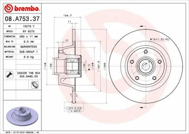 Bremžu diski BREMBO 08.A753.37 1