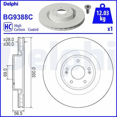 Bremžu diski DELPHI BG9388C 1