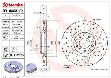 Bremžu diski BREMBO 09.9363.2X 1