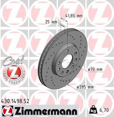 Bremžu diski ZIMMERMANN 430.1498.52 1