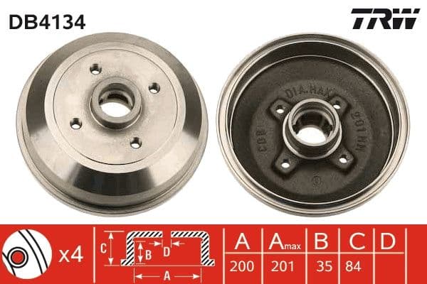 Bremžu trumulis TRW DB4134 1