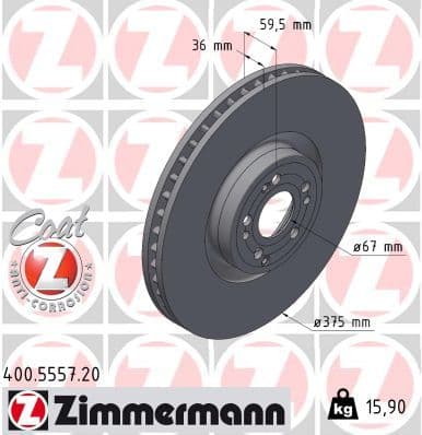 Bremžu diski ZIMMERMANN 400.5557.20 1