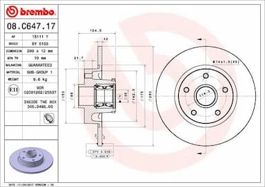 Bremžu diski BREMBO 08.C647.17 1