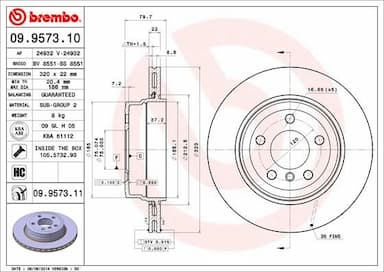 Bremžu diski BREMBO 09.9573.11 1