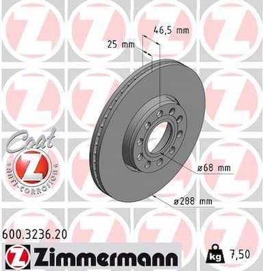 Bremžu diski ZIMMERMANN 600.3236.20 1