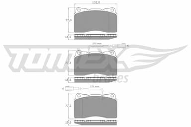 Bremžu uzliku kompl., Disku bremzes TOMEX Brakes TX 15-88 1