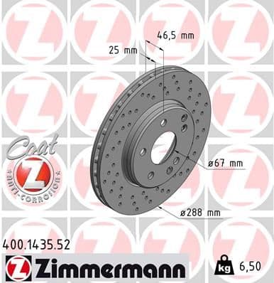 Bremžu diski ZIMMERMANN 400.1435.52 1