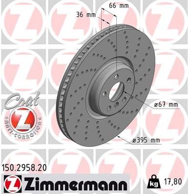 Bremžu diski ZIMMERMANN 150.2958.20 1