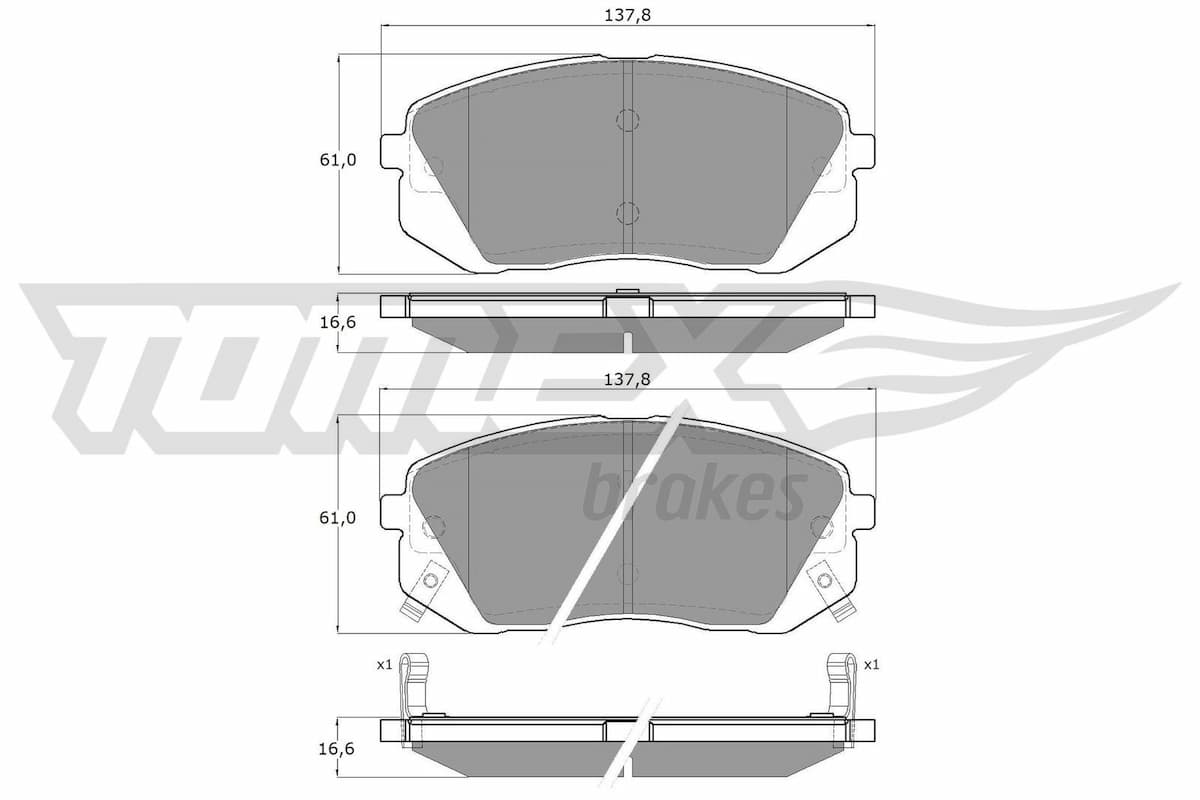 Bremžu uzliku kompl., Disku bremzes TOMEX Brakes TX 16-44 1