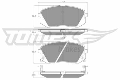 Bremžu uzliku kompl., Disku bremzes TOMEX Brakes TX 16-44 1