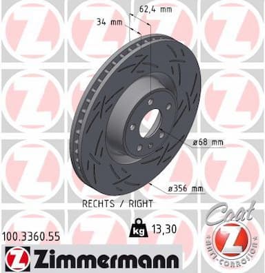 Bremžu diski ZIMMERMANN 100.3360.55 1