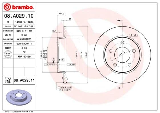 Bremžu diski BREMBO 08.A029.11 1