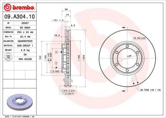 Bremžu diski BREMBO 09.A304.10 1