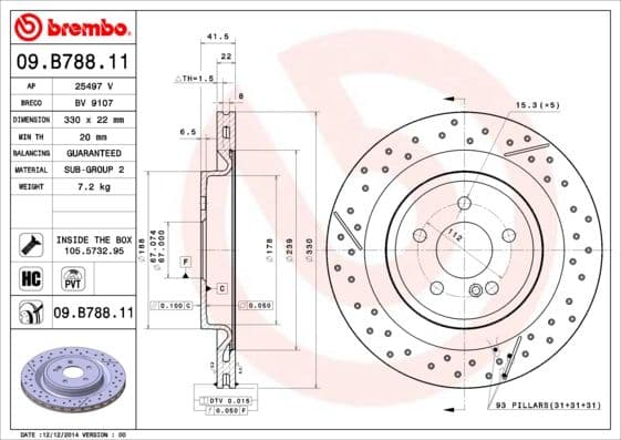 Bremžu diski BREMBO 09.B788.11 1