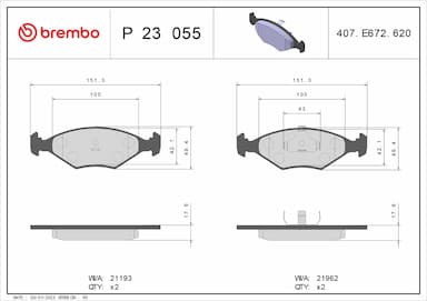 Bremžu uzliku kompl., Disku bremzes BREMBO P 23 055 1