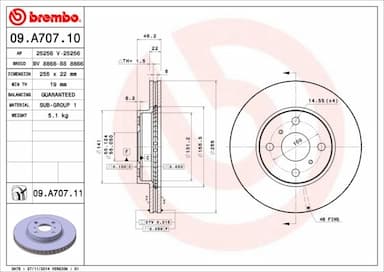 Bremžu diski BREMBO 09.A707.11 1