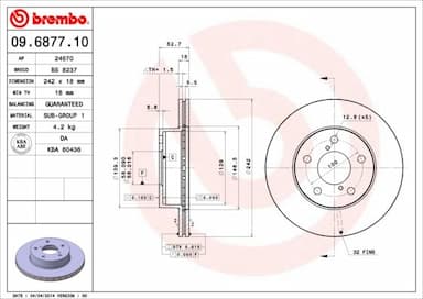 Bremžu diski BREMBO 09.6877.10 1