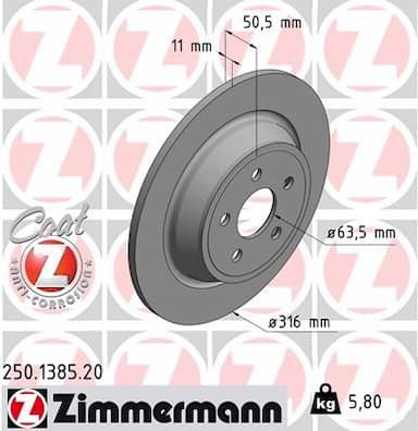 Bremžu diski ZIMMERMANN 250.1385.20 1