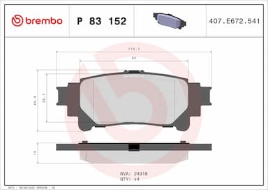 Bremžu uzliku kompl., Disku bremzes BREMBO P 83 152 1