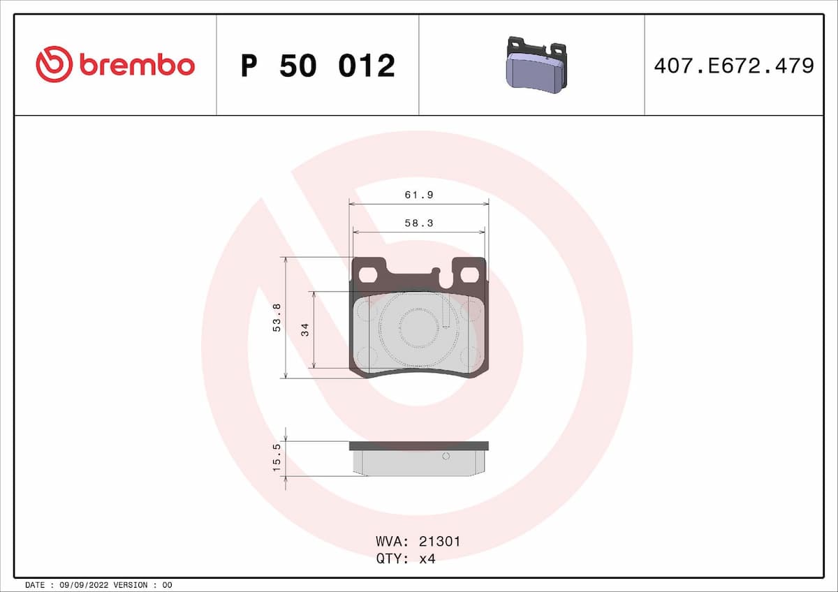 Bremžu uzliku kompl., Disku bremzes BREMBO P 50 012 1