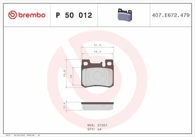 Bremžu uzliku kompl., Disku bremzes BREMBO P 50 012 1