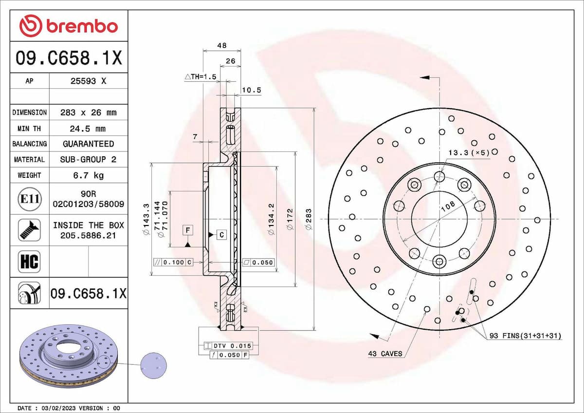 Bremžu diski BREMBO 09.C658.1X 1