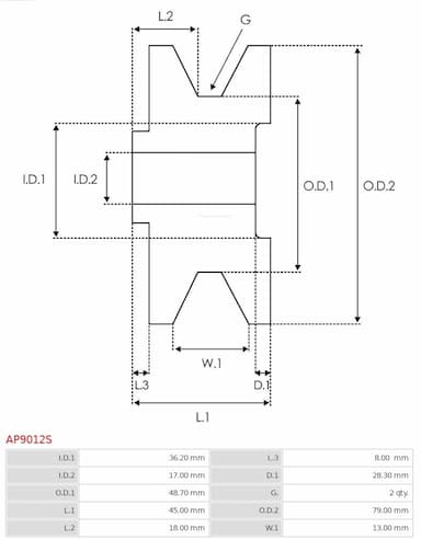 Piedziņas skriemelis, Ģenerators AS-PL AP9012S 4