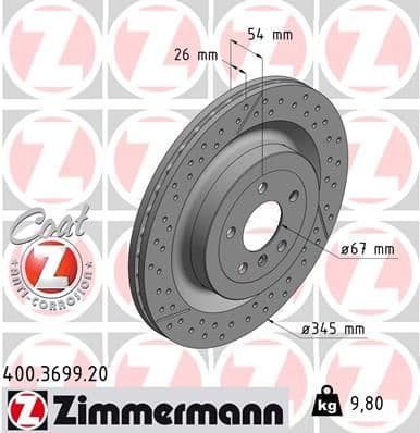 Bremžu diski ZIMMERMANN 400.3699.20 1