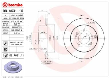 Bremžu diski BREMBO 08.A631.11 1