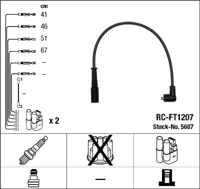 Augstsprieguma vadu komplekts NGK 5607 1