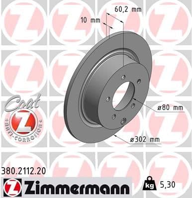 Bremžu diski ZIMMERMANN 380.2112.20 1