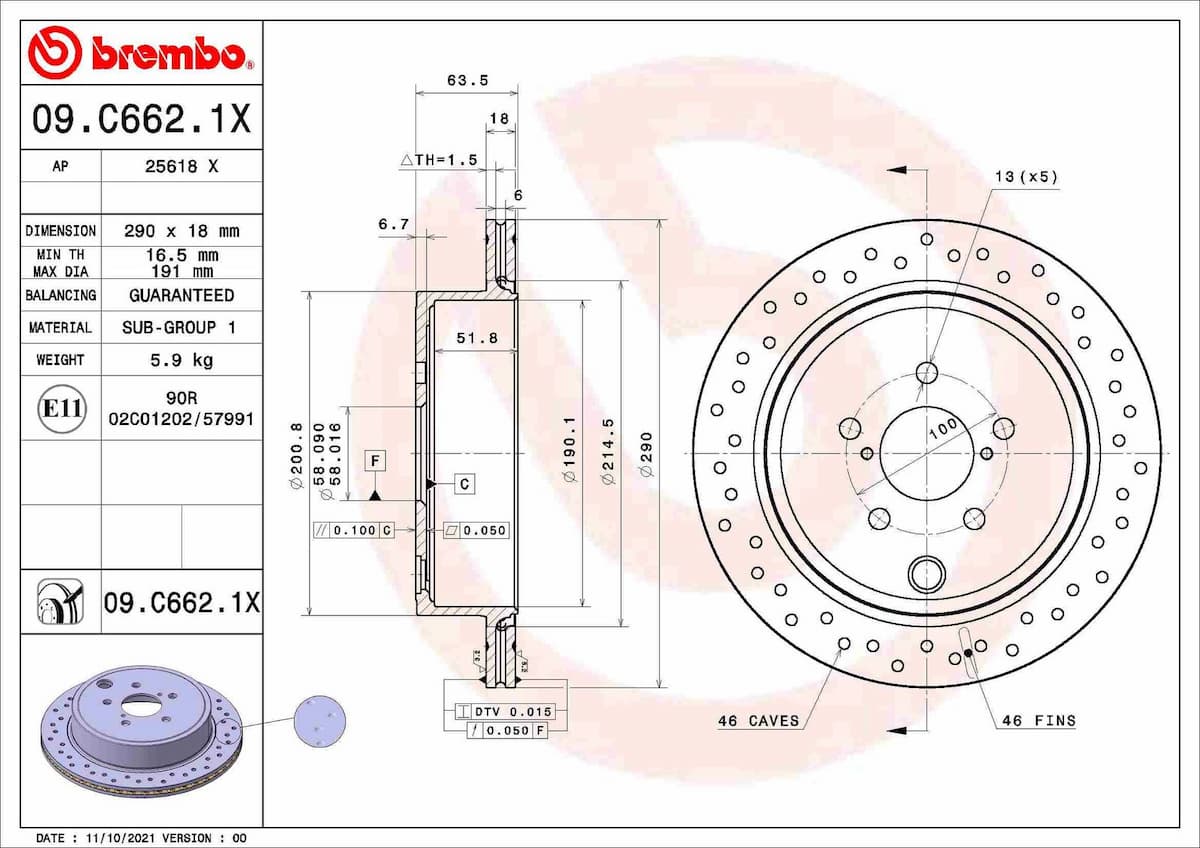 Bremžu diski BREMBO 09.C662.1X 1