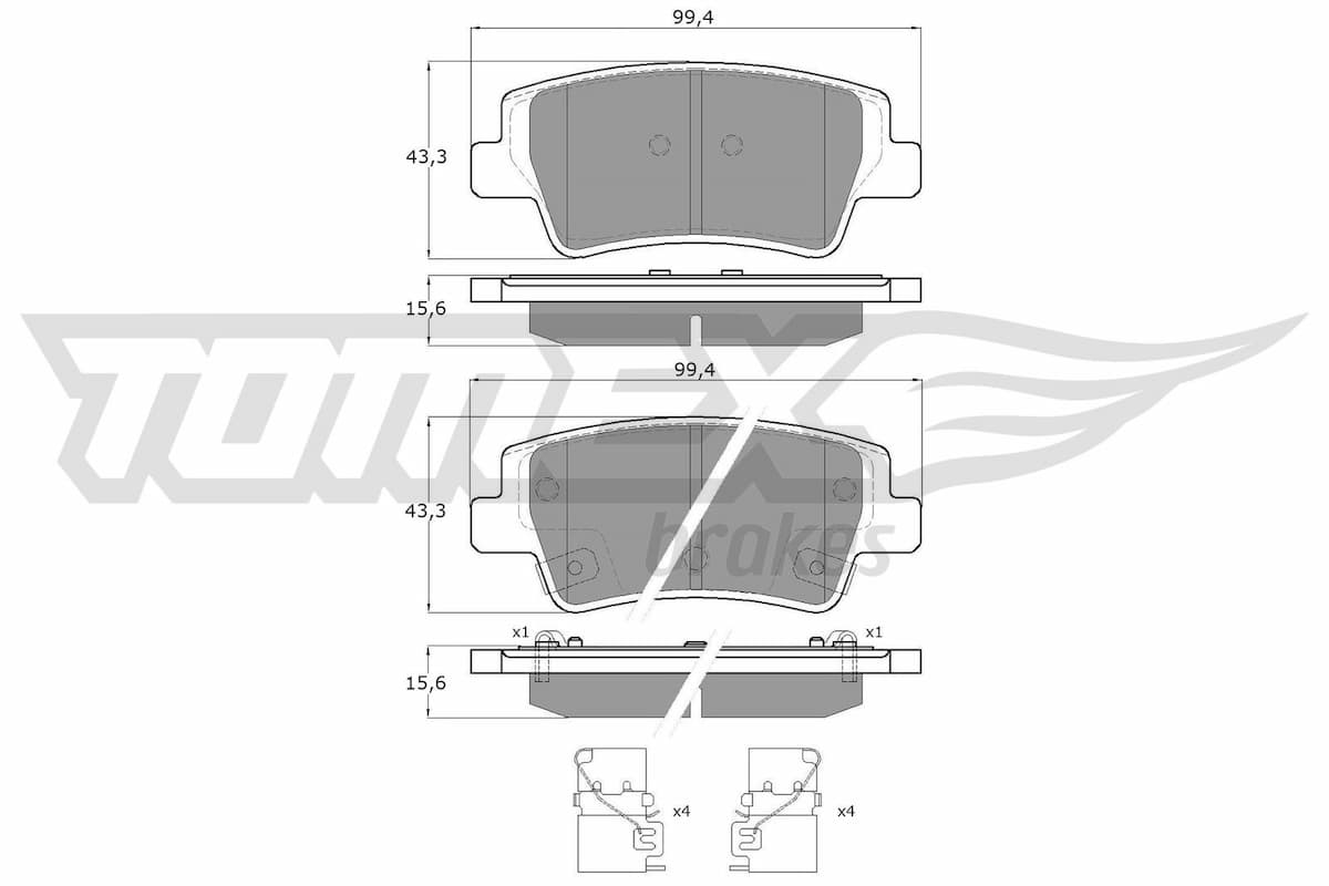 Bremžu uzliku kompl., Disku bremzes TOMEX Brakes TX 60-38 1