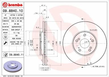 Bremžu diski BREMBO 09.8840.11 1