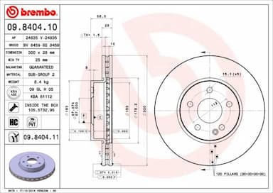 Bremžu diski BREMBO 09.8404.11 1