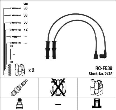 Augstsprieguma vadu komplekts NGK 2478 1