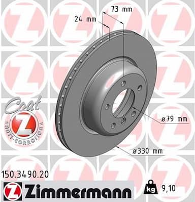 Bremžu diski ZIMMERMANN 150.3490.20 1