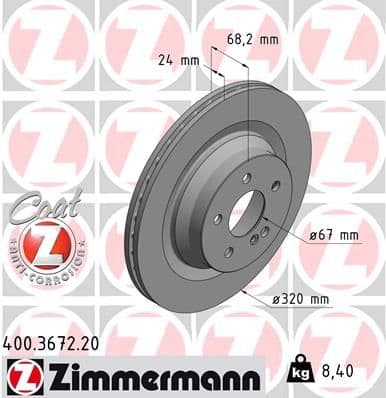 Bremžu diski ZIMMERMANN 400.3672.20 1