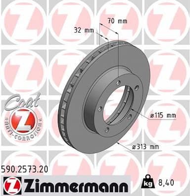 Bremžu diski ZIMMERMANN 590.2573.20 1