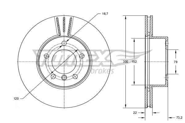 Bremžu diski TOMEX Brakes TX 74-01 1