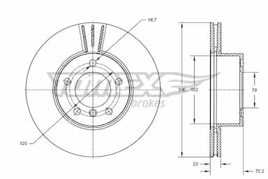 Bremžu diski TOMEX Brakes TX 74-01 1