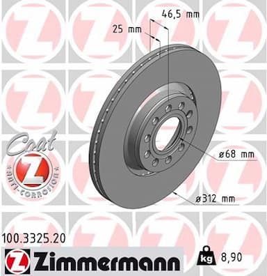 Bremžu diski ZIMMERMANN 100.3325.20 1